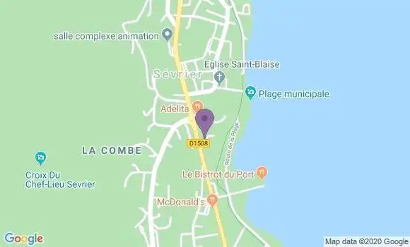 Localisation Banque Postale Agence de Sévrier