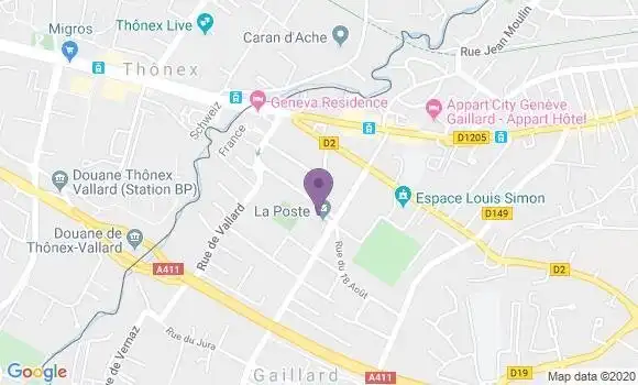 Localisation Banque Postale Agence de Gaillard