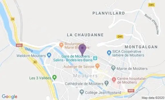 Localisation Banque Postale Agence de Moutiers Tarentaise