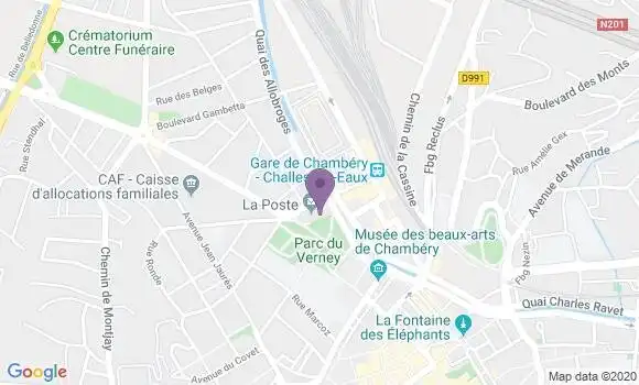 Localisation Banque Postale Agence de Chambéry Verney
