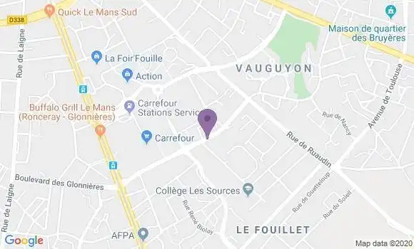 Localisation Banque Postale Agence de Le Mans Vauguyon