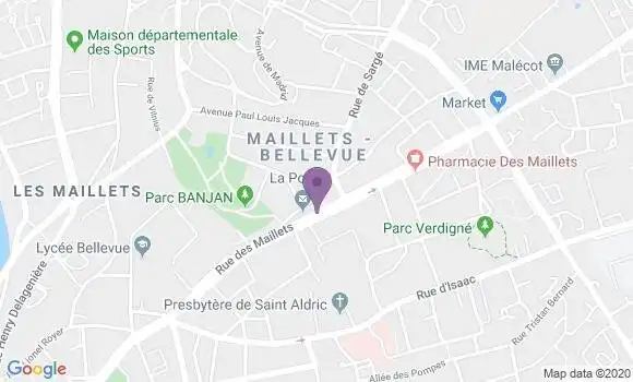 Localisation Banque Postale Agence de Le Mans les Maillets