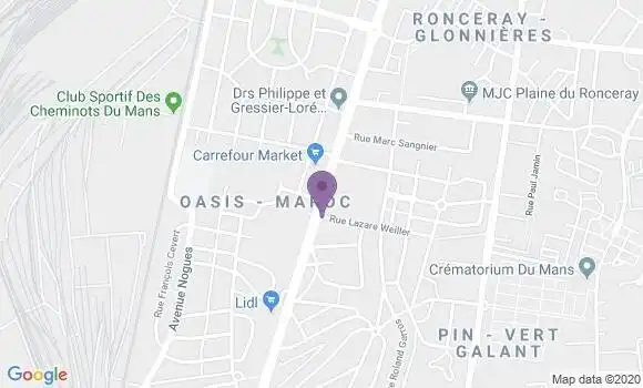 Localisation Banque Postale Agence de Le Mans Quartier des Pins