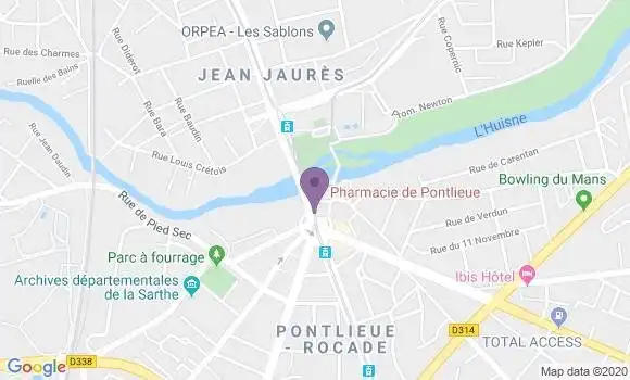 Localisation Banque Postale Agence de Le Mans Pontlieue