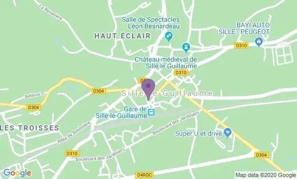 Localisation Banque Postale Agence de Sille le Guillaume