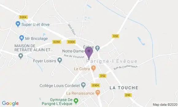Localisation Banque Postale Agence de Parigné l