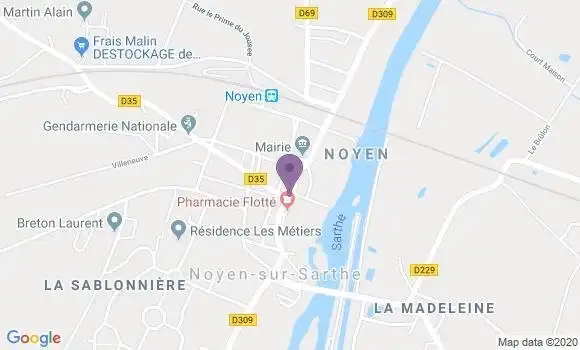 Localisation Banque Postale Agence de Noyen sur Sarthe