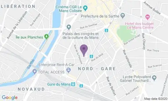 Localisation Banque Postale Agence de Le Mans Gare