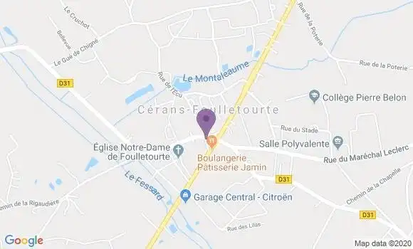 Localisation Banque Postale Agence de Cérans Foulletourte