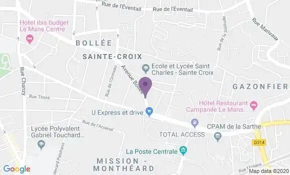Localisation Banque Postale Agence de Le Mans Bollée