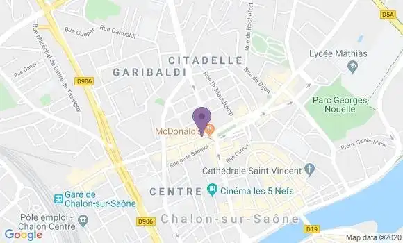 Localisation Banque Postale Agence de Châlon sur Saône République