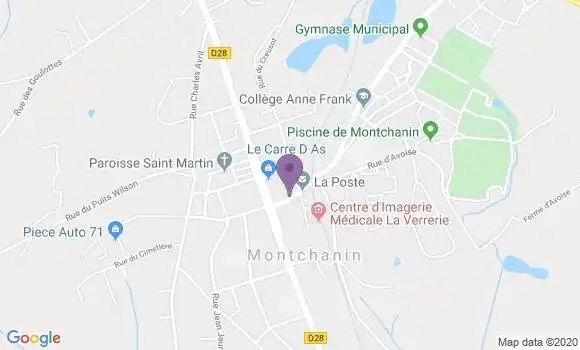 Localisation Banque Postale Agence de Montchanin