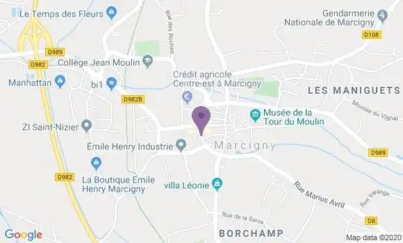 Localisation Banque Postale Agence de Marcigny