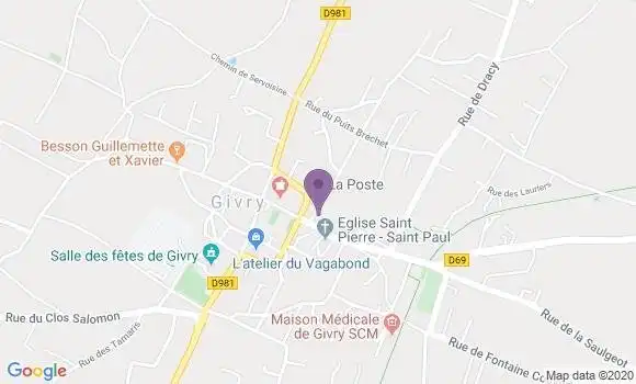 Localisation Banque Postale Agence de Givry