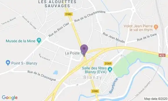 Localisation Banque Postale Agence de Blanzy