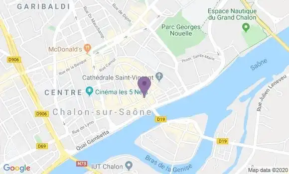 Localisation Banque Postale Agence de Châlon sur Saône Saint Vincent