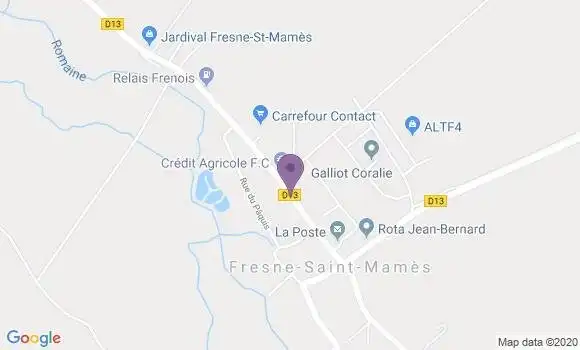 Localisation Banque Postale Agence de Fresne Saint Mames
