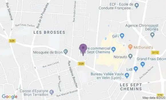 Localisation Banque Postale Agence de Vaulx en Velin Brosses
