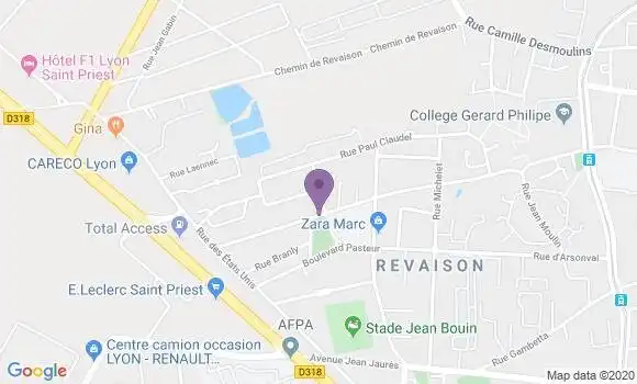Localisation Banque Postale Agence de Lyon Saint Rambert
