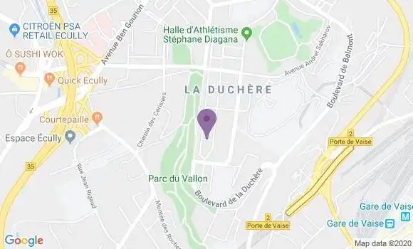 Localisation Banque Postale Agence de Lyon Duchère