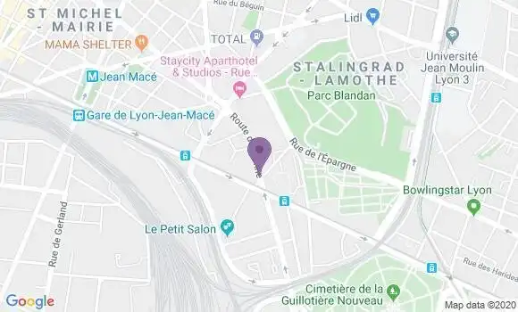 Localisation Banque Postale Agence de Lyon Route de Vienne