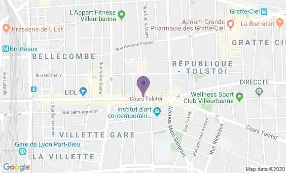 Localisation Banque Postale Agence de Villeurbanne Totem