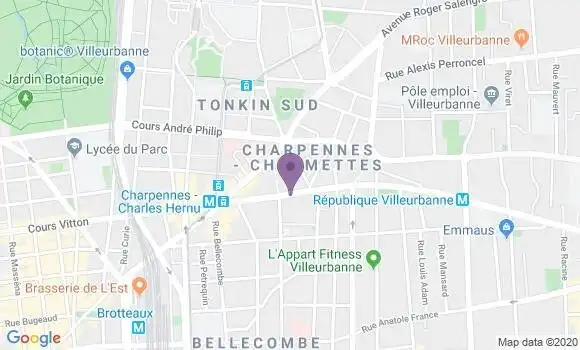 Localisation Banque Postale Agence de Villeurbanne les Charpennes