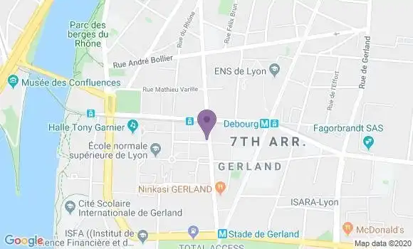 Localisation Banque Postale Agence de Lyon Gerland