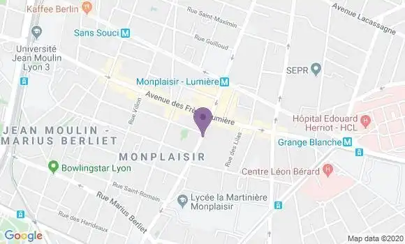 Localisation Banque Postale Agence de Lyon Monplaisir