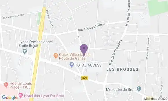 Localisation Banque Postale Agence de Villeurbanne les Brosses