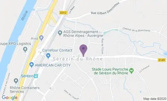 Localisation Banque Postale Agence de Sérézin du Rhône