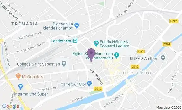 Localisation LCL Agence de Landerneau