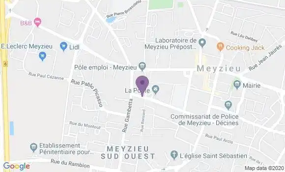 Localisation Banque Postale Agence de Meyzieu