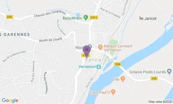 Localisation Banque Postale Agence de Vernaison