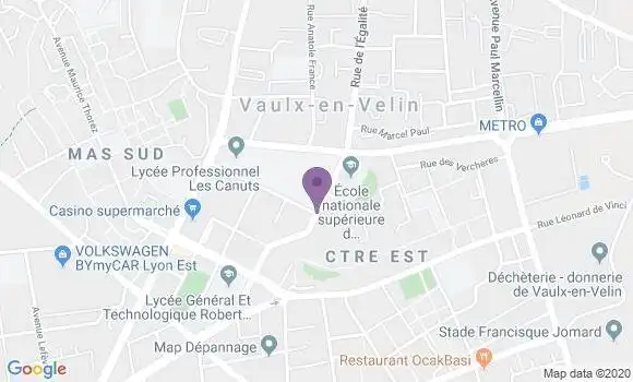 Localisation Banque Postale Agence de Vaulx en Velin