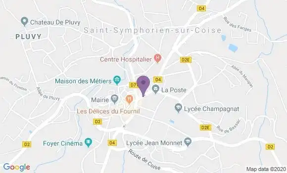 Localisation Banque Postale Agence de Saint Symphorien sur Coise