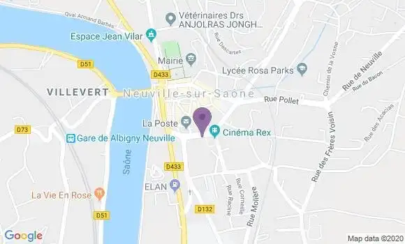 Localisation Banque Postale Agence de Neuville sur Saône