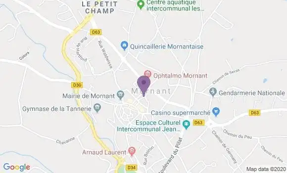Localisation Banque Postale Agence de Mornant