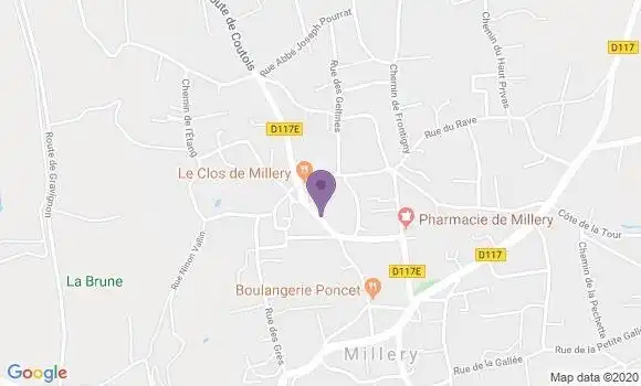 Localisation Banque Postale Agence de Millery