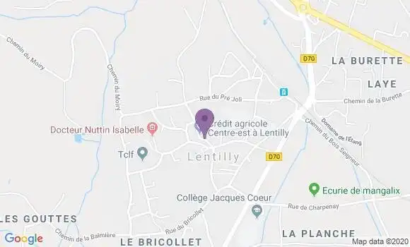 Localisation Banque Postale Agence de Lentilly