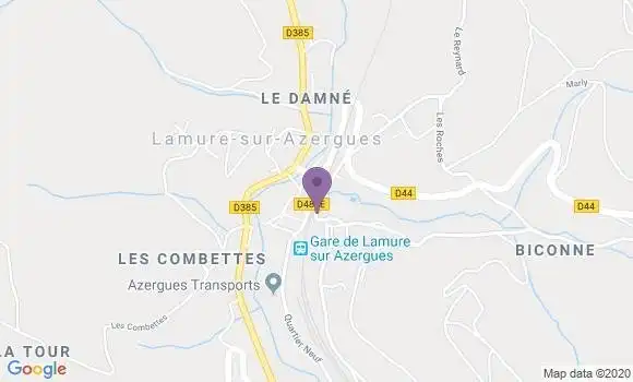 Localisation Banque Postale Agence de Lamure sur Azergues