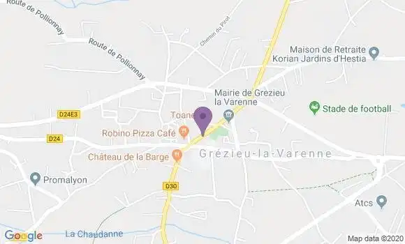 Localisation Banque Postale Agence de Grézieu la Varenne