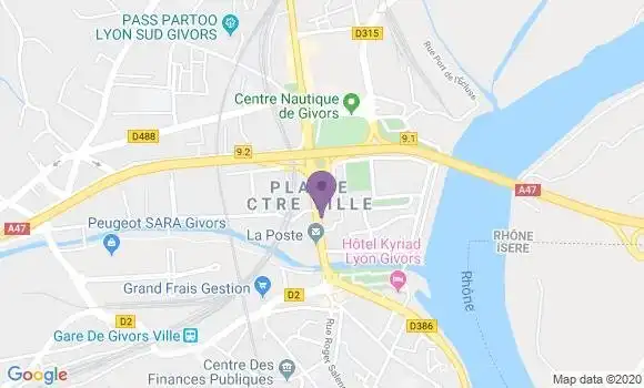 Localisation Banque Postale Agence de Givors