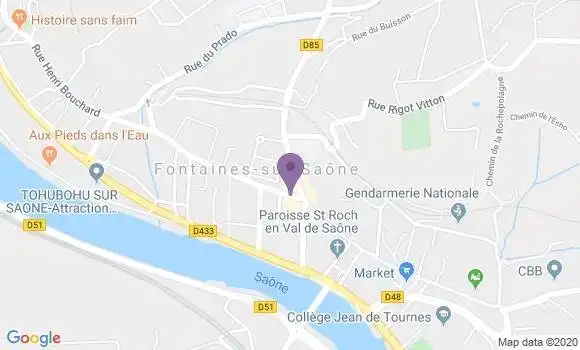 Localisation Banque Postale Agence de Fontaines sur Saône