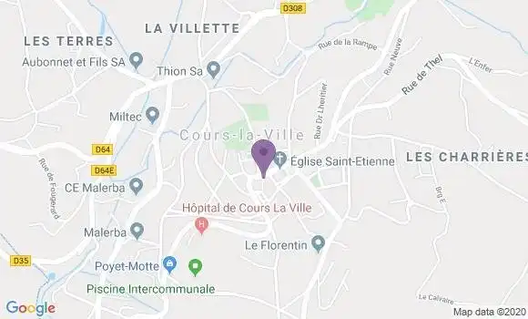 Localisation Banque Postale Agence de Cours la Ville