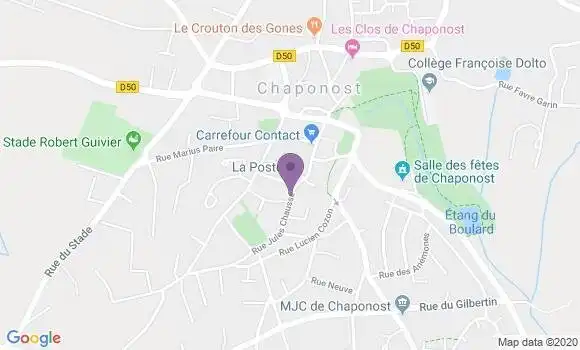 Localisation Banque Postale Agence de Chaponost