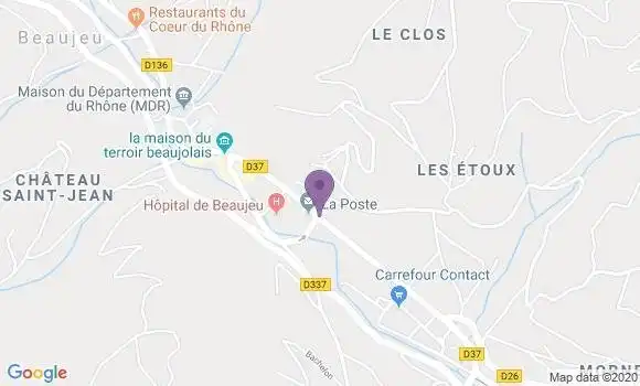 Localisation Banque Postale Agence de Beaujeu