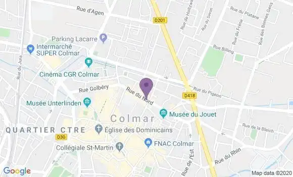 Localisation Banque Postale Agence de Colmar Nord