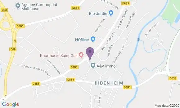 Localisation Banque Postale Agence de Didenheim