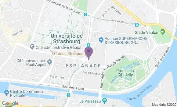 Localisation Banque Postale Agence de Strasbourg Esplanade